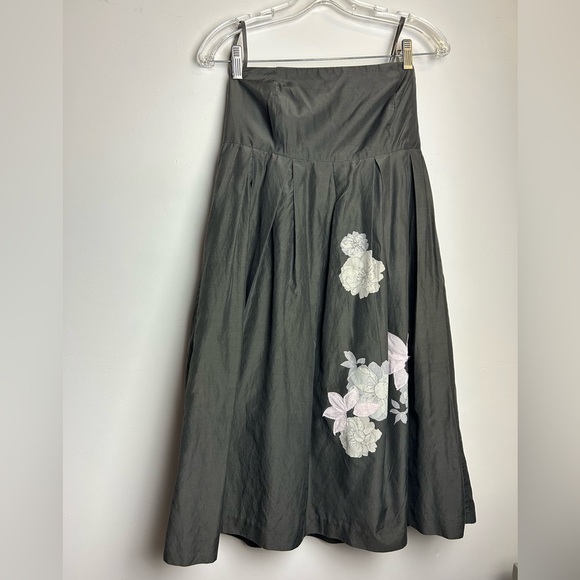 VTG Y2K GAP Midi Dress 8 Silk Floral Strapless Babydoll Flare ballon hem chic - Picture 1 of 16